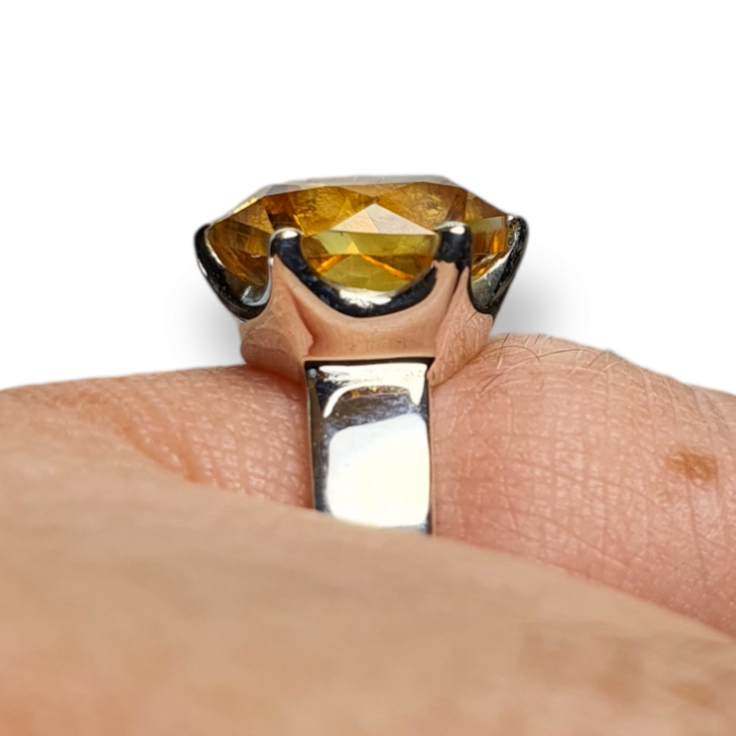 Crystals - Citrine Faceted Ring - Sterling Silver