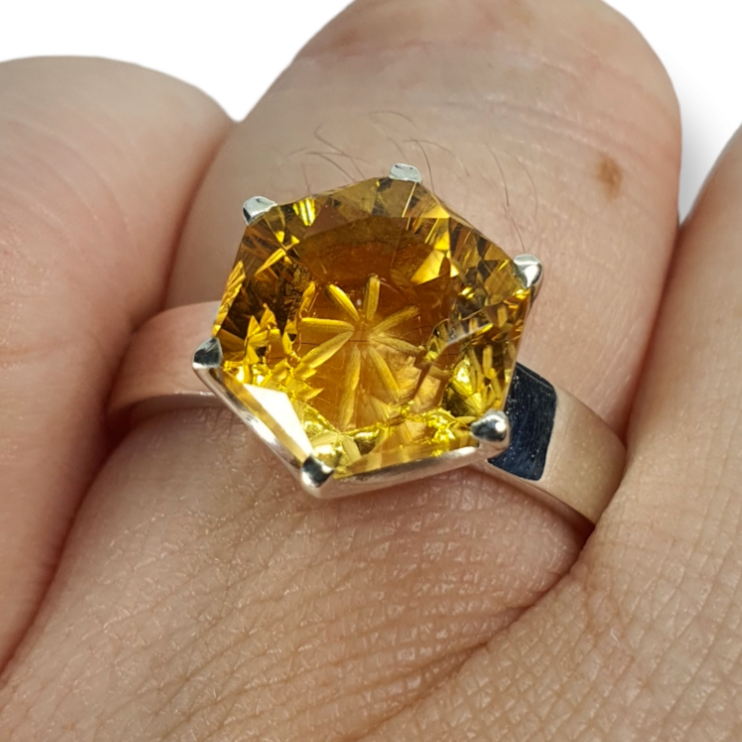 Crystals - Citrine Faceted Ring - Sterling Silver