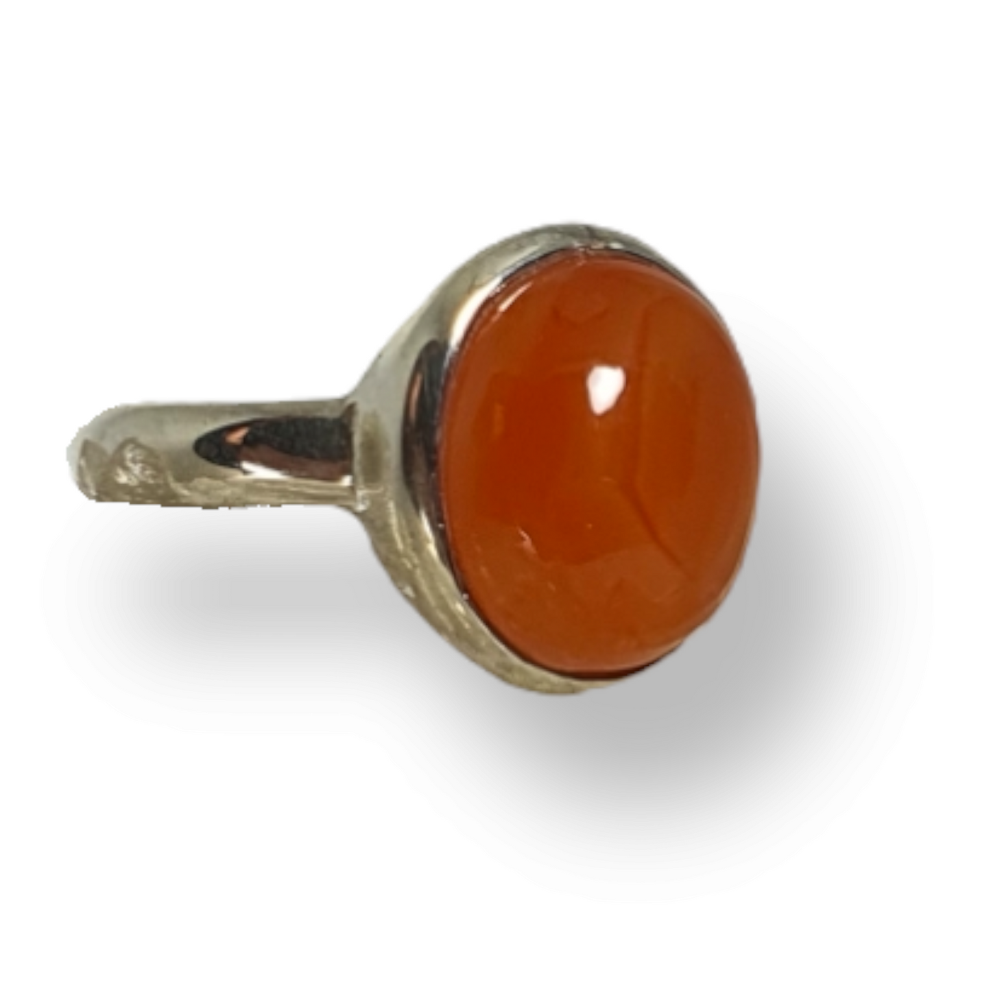 Crystals - Carnelian Cabochon Oval Ring - Sterling Silver