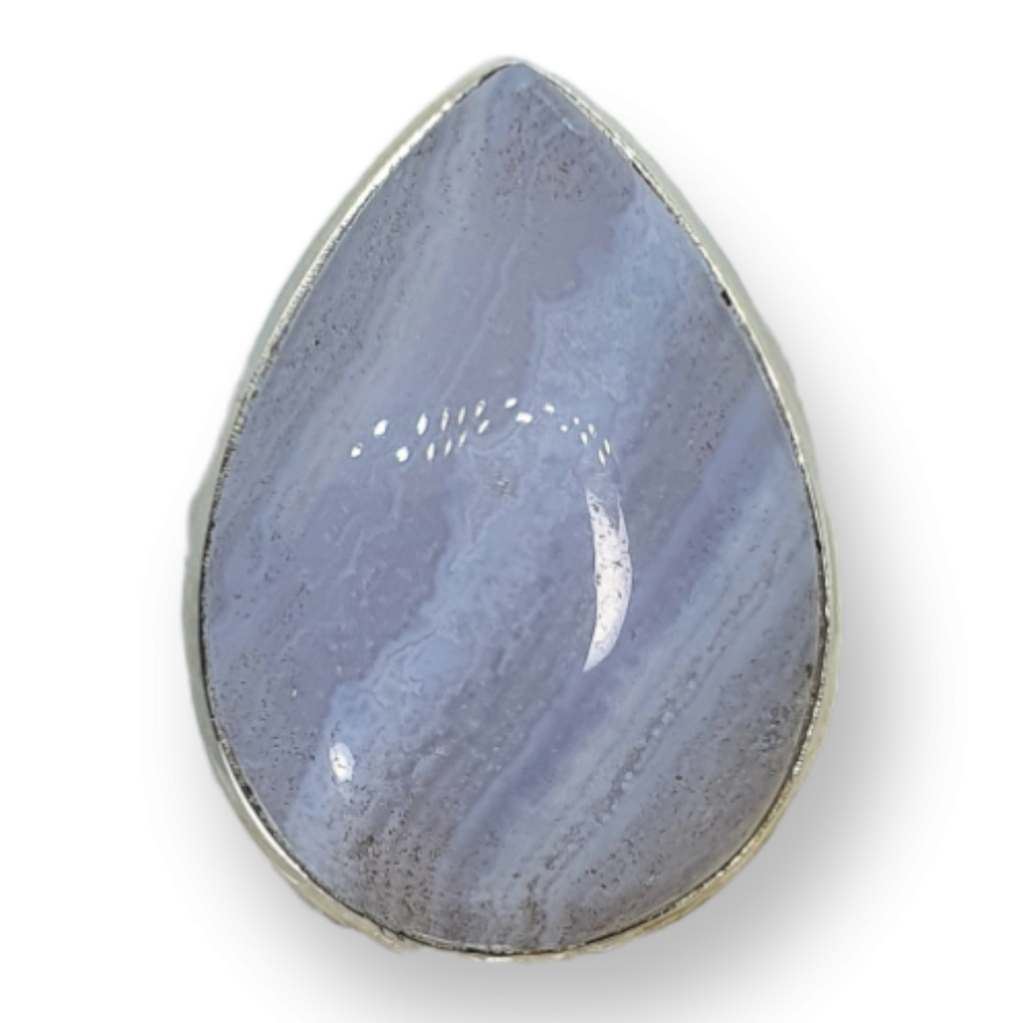 Crystals - Agate (Blue Lace) Teardrop Cabochon Ring  - Sterling Silver
