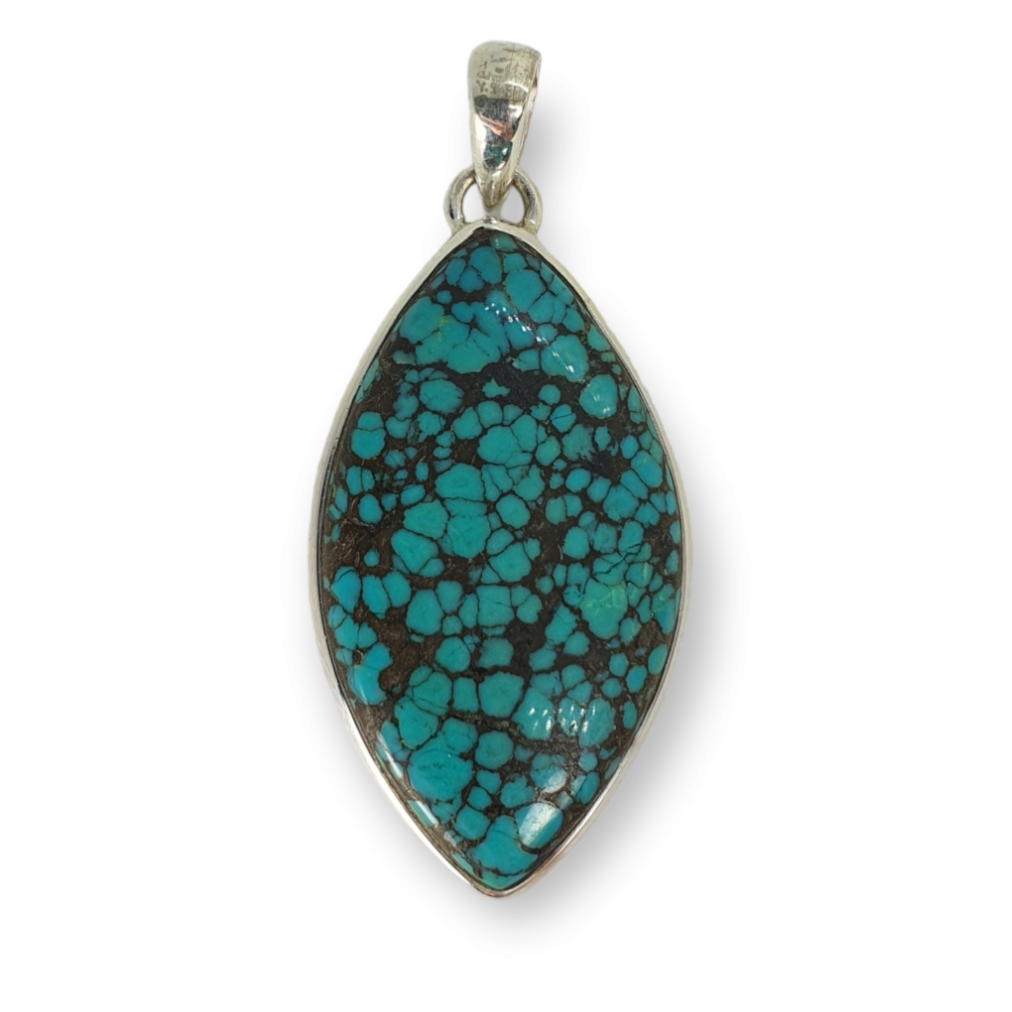 Crystals - Turquoise (Tibet) Cabochon Pendant - Sterling Silver