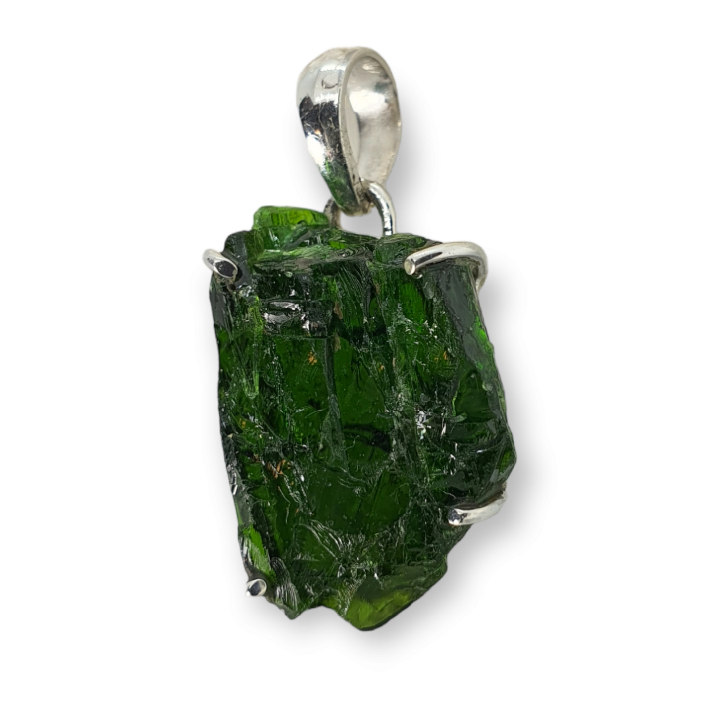 Crystals - Chrome Diopside Natural Pendant - Sterling Silver