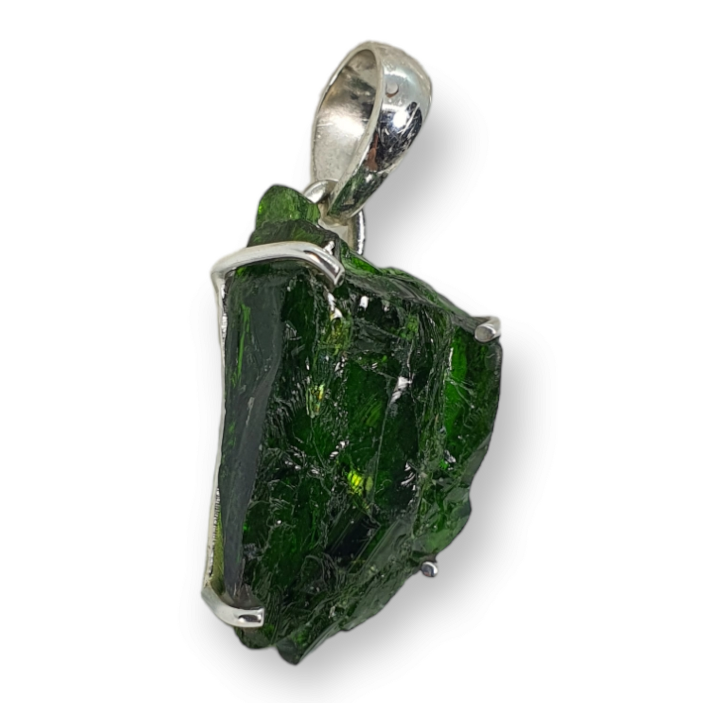 Crystals - Chrome Diopside Natural Pendant - Sterling Silver