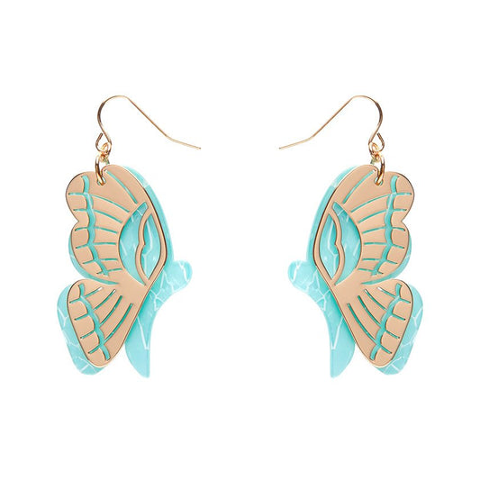 Erstwilder - Butterfly Textured Resin Drop Earrings - Mint