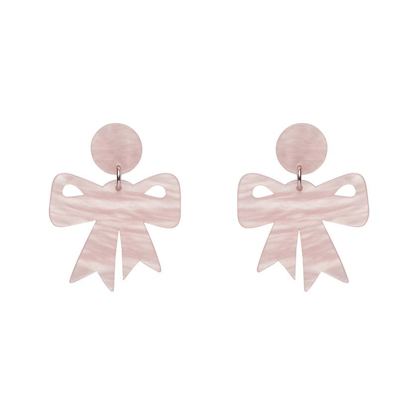 Erstwilder - Bow Ripple Resin Drop Earrings - Pink